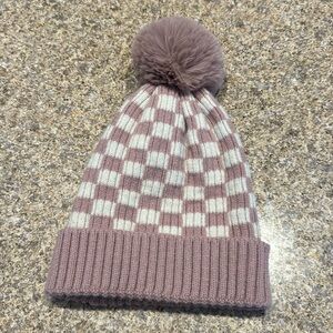 Pink Lily Checkered Beanie Hat